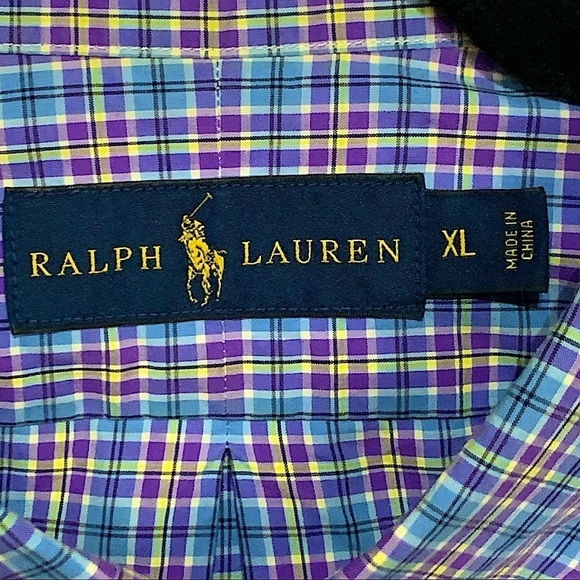 RALPH Lauren Blue Plaid Button Down Shirt Size XL - Picture 3 of 6